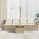Sonata H 5 Piece Garden Sofa Set with Cushions Beige Poly Rattan Acacia