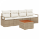 Sonata H 5 Piece Garden Sofa Set with Cushions Beige Poly Rattan Acacia