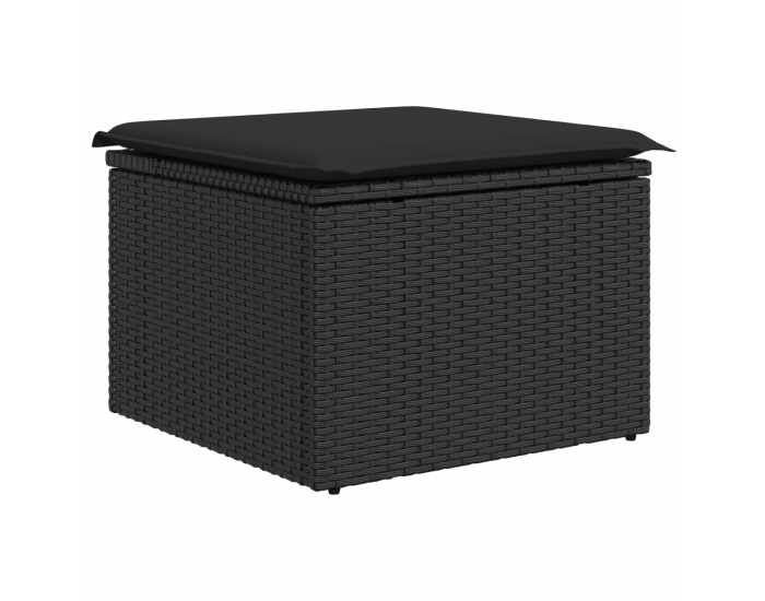 Sonata H 6-частен градински диван комплект с възглавници Черен полиратан и акация