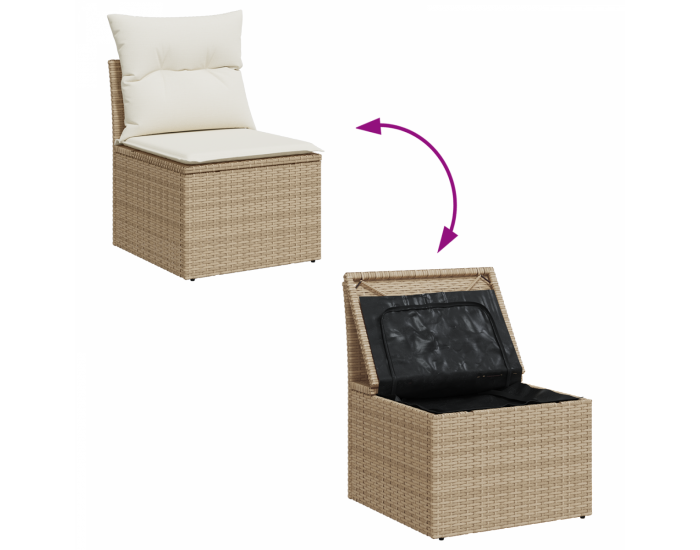 Sonata H 5-частен комплект градински диван с възглавници Бежов Полиратан Акация