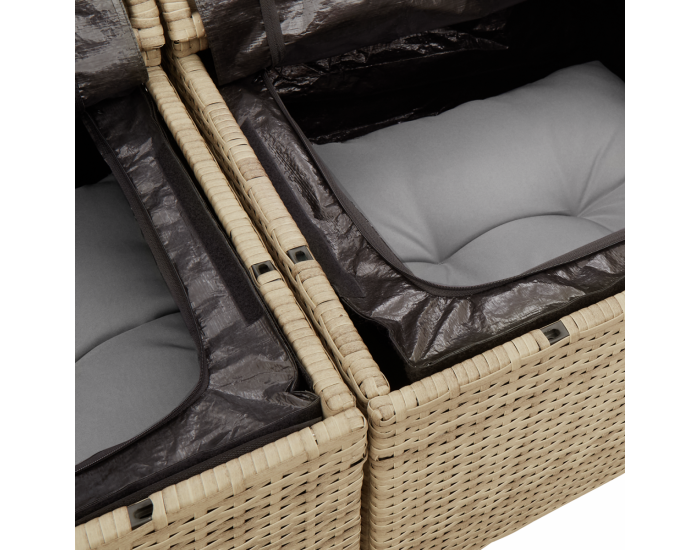 Sonata H 5 части градински диван комплект с възглавници Бежов Ратани Акация