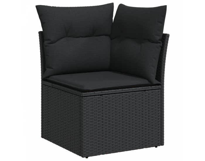 Sonata H Комплект Градински Диван От 7 Час С Възглавници Черен Полиратан Акация