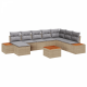 Sonata H 9 частен комплект градински дивани с възглавници бежов полирана ратанова акация