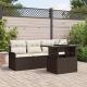 Sonata H 5 Часова Градински Диван Комплект с Възглавници Кафяв Полипропилен
