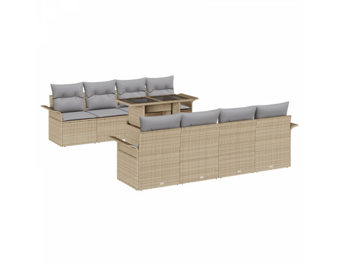 Garden Sofa Set Sonata H 9 Часов с възглавници Бежов Полираатан