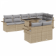 Sonata H 9 Piece Garden Sofa Set with Cushions Beige Poly Rattan