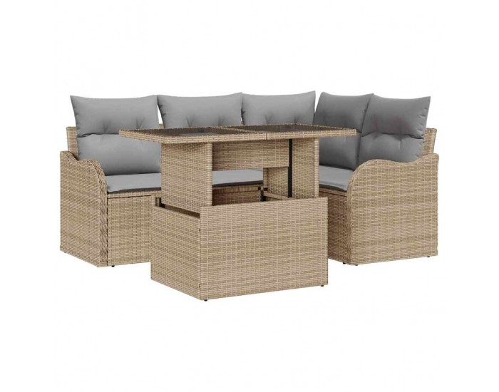 Sonata H Градински Софа Комплект 5 pcs Бежово 100 x 55 x 73 см Полиратан