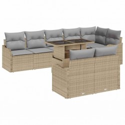 Sonata H Градински Софа Комплект 9 pcs Бежово 100 x 55 x 73 см Полиратан - Canapele și bănci de grădină