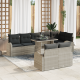 Sonata H 9 Часов Градински Диван с Възглавници Светло Сиво Poly Rattan