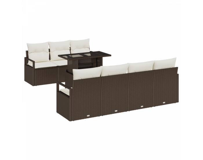 Комплект Garden Sofa с 8 части с възглавници Кафяв ратан