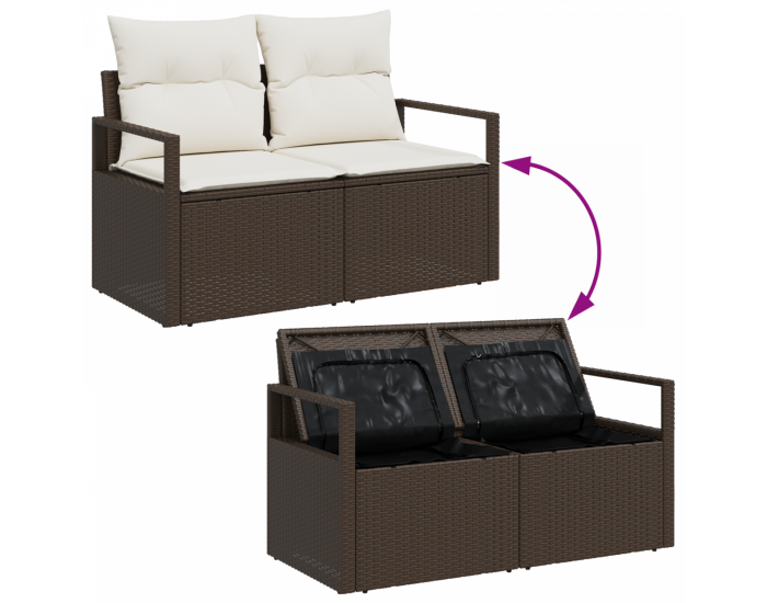Комплект Garden Sofa с 8 части с възглавници Кафяв ратан