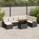 Sonata H 9 Часовен Комплект Градински Диван С Възглавници Черен Поли Ратан