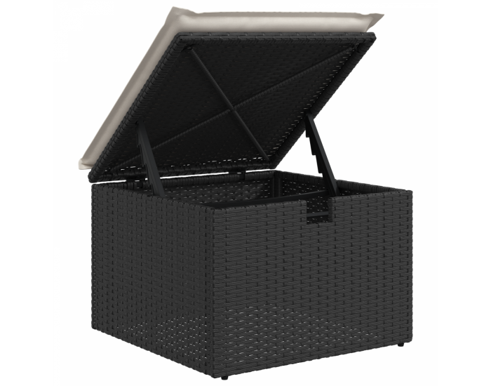 Комплект градински диван Sonata H с 7 части с възглавници черен полиратан