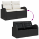 Sonata H 5 Часова градина комплект диван с възглавници Черен полиратан