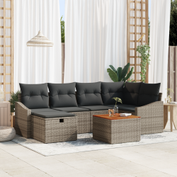 Sonata H 7 части комплект градински диван с възглавници сив полирано ратан - Seturi pentru exterior
