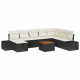 Sonata H 9 ЧPieces Градински Диван Комплект с Възглавници Черен Полиратан