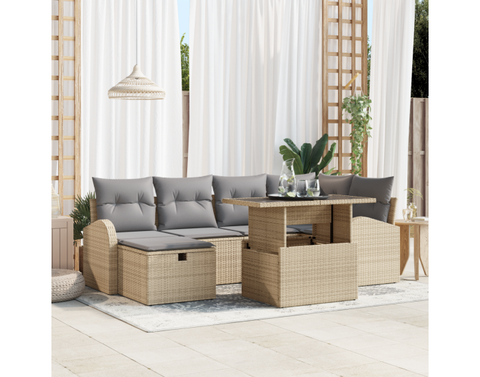 Комплект градински диван Sonata H с възглавници Бежов Полиратан
