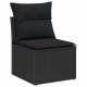 Комплект градински диван Sonata H от 12 части с възглавници Черен Полиратан Акация