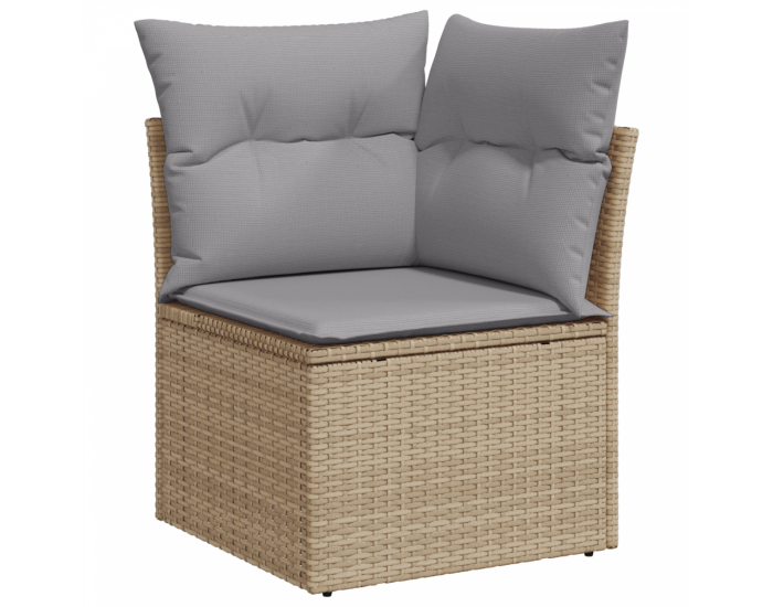 Sonata H Комплект градински диван от 13 части с възглавници бежово полиестер ратан акация