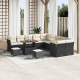 Sonata H 13 части градински диван комплект с възглавници черен полиратан акация