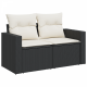 8 части градински диван с възглавници Черен полиратан Акация