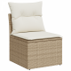 Sonata H 9 Частен Градински Диван Комплект с Възглавници Бежов Полиестерен Ратан Акация