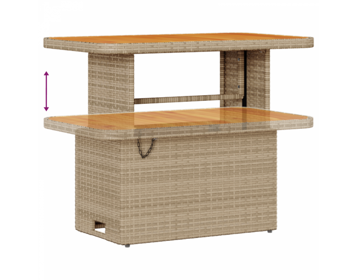 Комплект градински диван Sonata H с 11 части с възглавници бежов полиестерен ратан акация