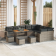 Sonata H Комплект градински диван с 13 части и възглавници в сив полиратан и акация