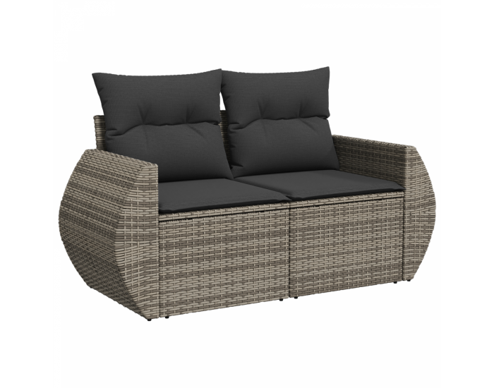 Sonata H 9 Частен Градински Сет за Седене с Възглавници Сив Полиротанен Акация