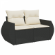 Комплект градински диван Sonata H от 10 части с възглавници Черен Полиратан Акация