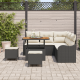 Sonata H 8-частен градински диван комплект с възглавници черен полиестер ратан акация