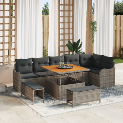 Sonata H 9 Часов градински комплект с възглавници Сив Полиратан Акация - Seturi pentru exterior