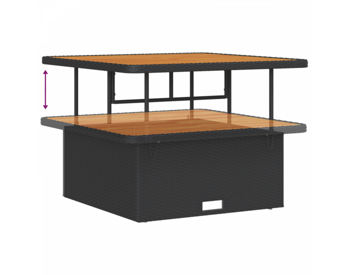 Sonata H комплект от 13 части градински диван с възглавници Черен Полиестерен ратан Акация