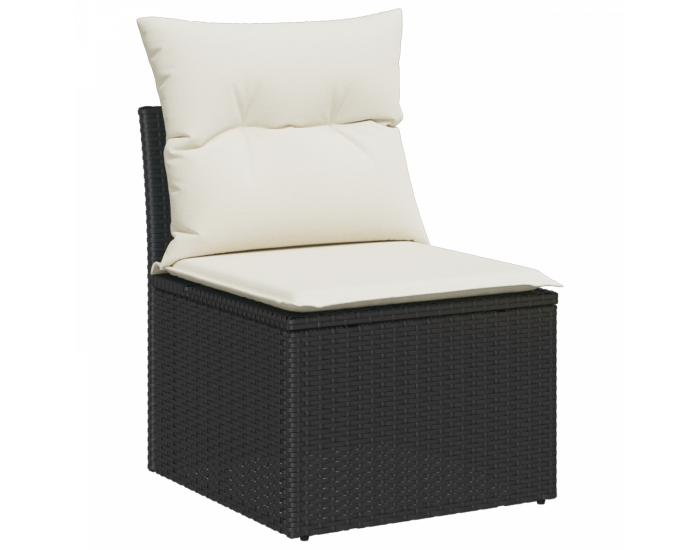 Sonata H Комплект градински диван с възглавници Черен Полиратан Акация