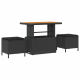 Sonata H 10 части градински диван комплект с възглавници черен полиестерат акация
