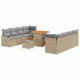 Sonata H комплект за градински диван от 11 части с възглавници бежов полиестерен ратан