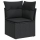 Sonata H 9 Частов Градински Диван Комплект с Възглавници Черен Полиестер Ратан Акация