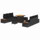 Sonata H 9 Piece Garden Sofa Set with Cushions Black Poly Rattan Acacia