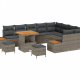 Sonata H 12 Piece Garden Sofa Set with Cushions Grey Poly Rattan Acacia