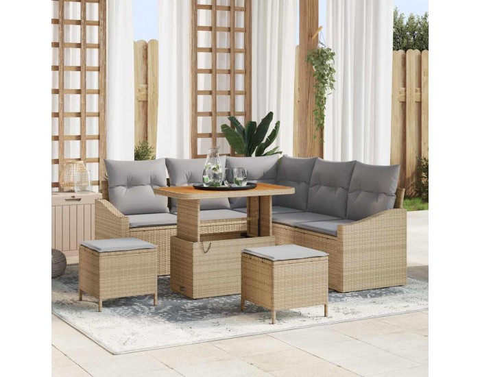 Sonata H Градински Софа Комплект с възглавница 8 pcs Бежов и Светло Сив