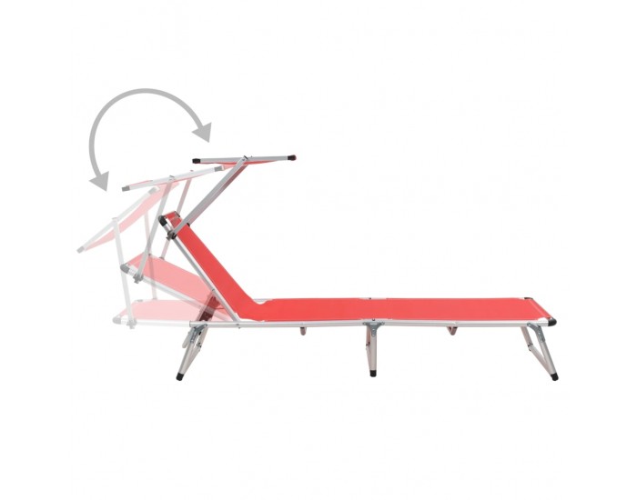 312459 Sonata H Folding Sun Loungers with Roof 2 pcs Aluminium&Textilene Red