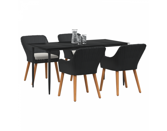 Sonata H 5-частен комплект за хранене в градината Черен Полиестерен ратан