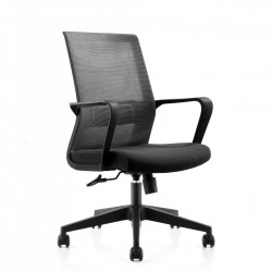 Офис стол RFG Smart W, дамаска и меш, Tilt механизъм, до 120 kg, черна седалка, черна облегалка - Scaune de birou