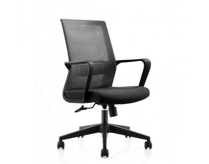 Офис стол RFG Smart W, дамаска и меш, Tilt механизъм, до 120 kg, черна седалка, черна облегалка