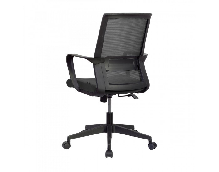 Офис стол RFG Smart W, дамаска и меш, Tilt механизъм, до 120 kg, черна седалка, черна облегалка