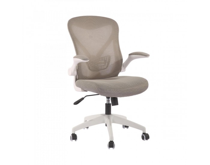 Офис стол RFG Jolly White W, дамаска и меш, Tilt механизъм, до 120 kg, сив