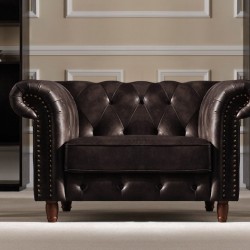 Фотьойл Мебели Богдан модел  Chestyrfiild - набук кафе - Mobilier tapițat