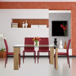 Сет маса Morgan 140х80 см и 4 стола Teta red Мебели Богдан  - Bogdan Furniture