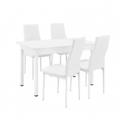 Комплект  маса с 4 тапицирани с еко кожа стола Turku 120 x 60 cm, Бял - Ustensile de bucătărie