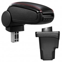 Подлакътник Seat Leon III (Тип: 5F) с контейнер за съхранение, Изкуствена кожа, Черен, червен шев - Accesorii
